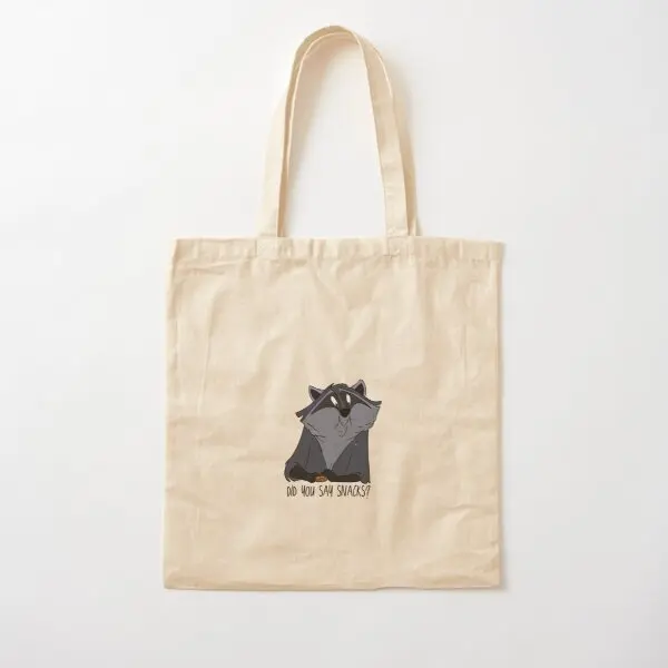 Hungry Raccoon Cotton  Canvas Bag Printed Travel Reusable Shopper Shoulder Bag Grocery Ladies Designer Handbag Foldable Casual