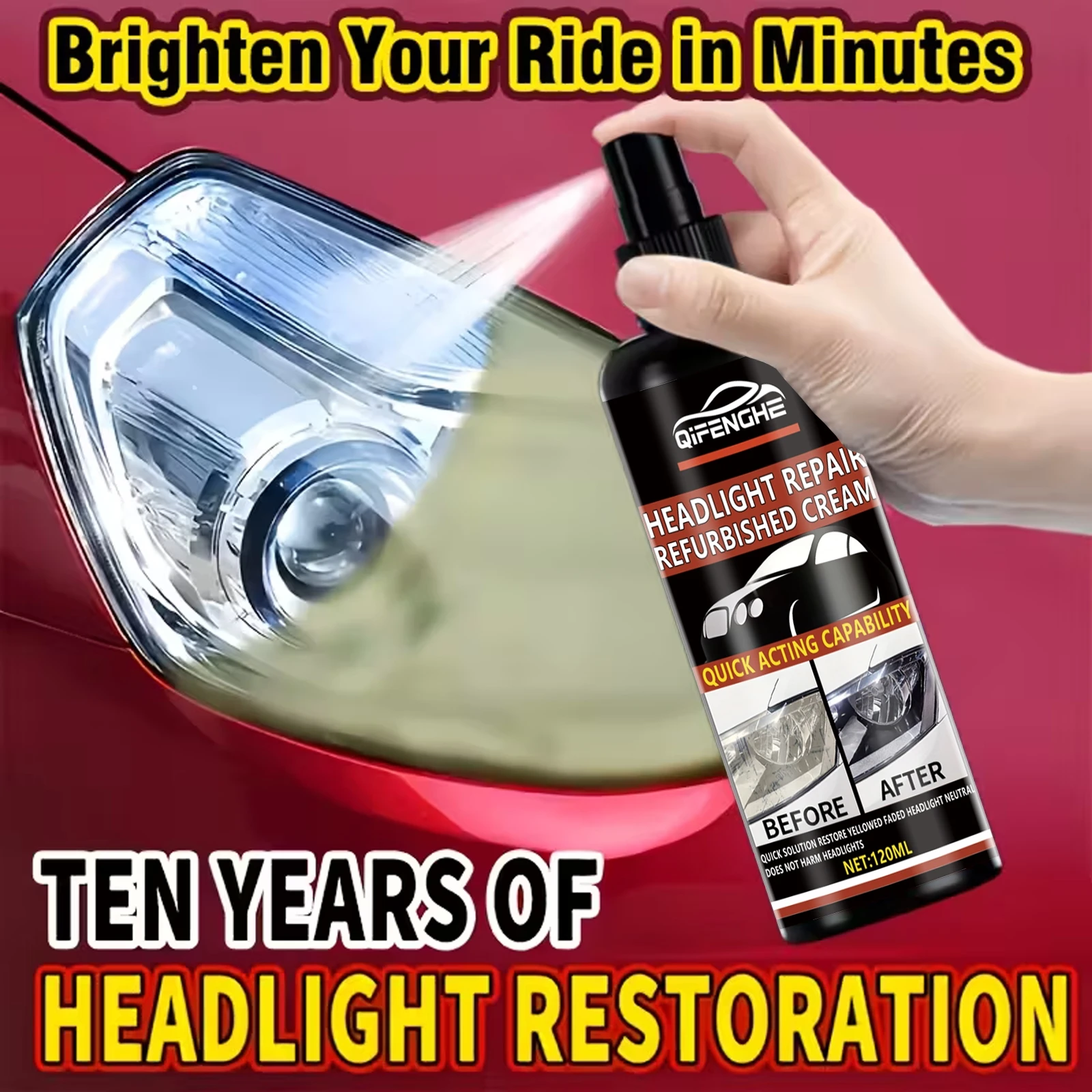 Headlight Restoration Kit - Advanced Ceramic Coating, Eliminates Yellowing, Restores Clarity & Brightness, Long-Term Protection