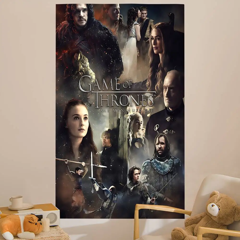 Film G-Game Of T-Thrones Cartoon Tapestry Art Science Fiction Room Home Decor Wall Hanging Home Decor