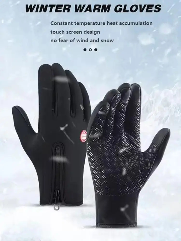 AliExpress Winter Warm Cycling Gloves Bicycle Warm Full Finger Glove Waterproof Outdoor Bike Skiing Fishing Motorcycle Riding