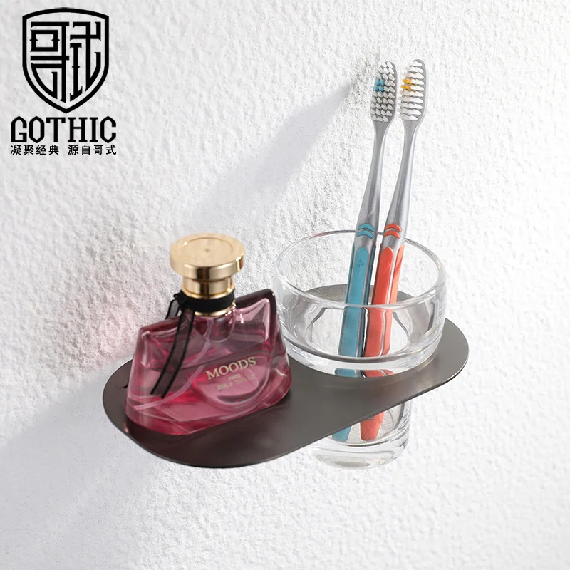

Stainless Steel Toothbrush Rinsing Cup Rack No-hole Rinsing Cup Holder Simple Toothbrush Rinsing Cup Holder