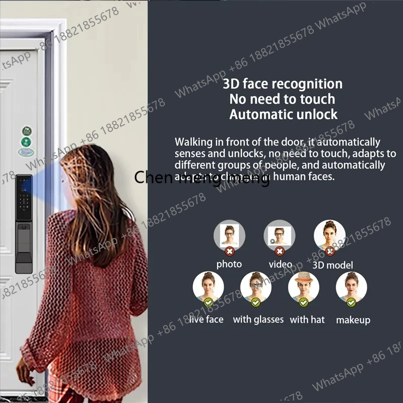 Tuya APP Facial Fingerprint Password With Camera Smart Door Lock Remote Voice Intercom Electronic Door Lock Fully Automatic