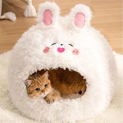 Enclosed cat house Winter pet house Cute cartoon little kennel Teddy Bichon Bear Pomeranian dog sofa Cat bed Fleece bed