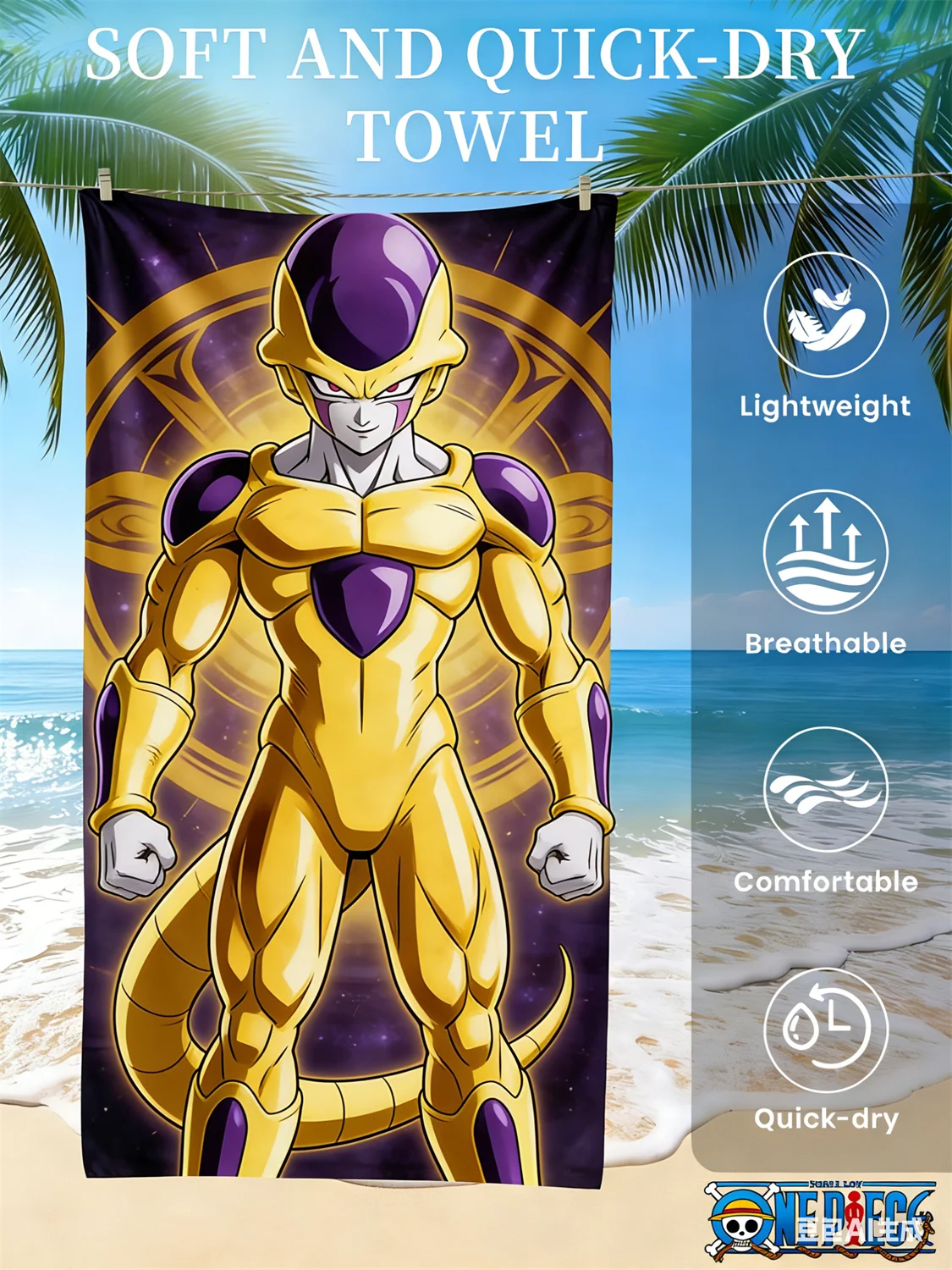 Dragon Ball Strandtuch, Anime-Fan-Favorit Vegeta Super Saiyan Blue Print Schnelltrocknendes Handtuch für Strand, Pool und Anime-Enthusiasten