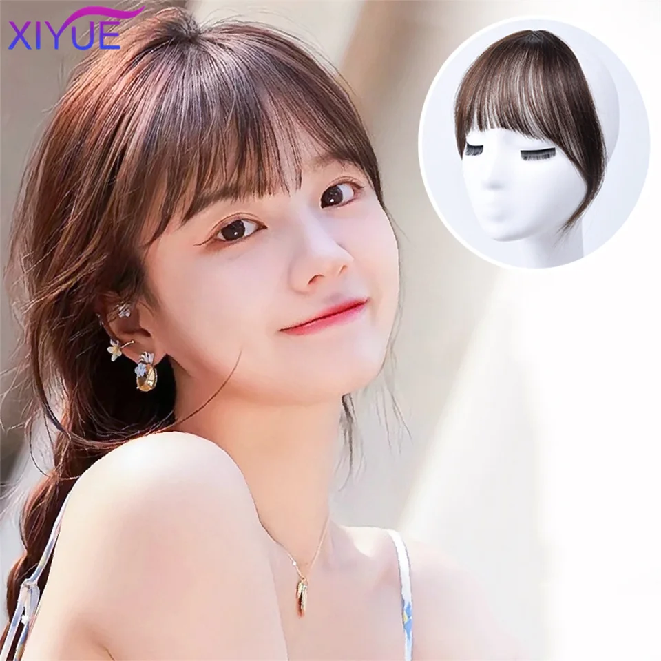 XIYUE Synthetic Air Bangs Heat Resistant Hairpieces Hair Women Natural Short Black Brown Bangs Hair Clips For Extensions