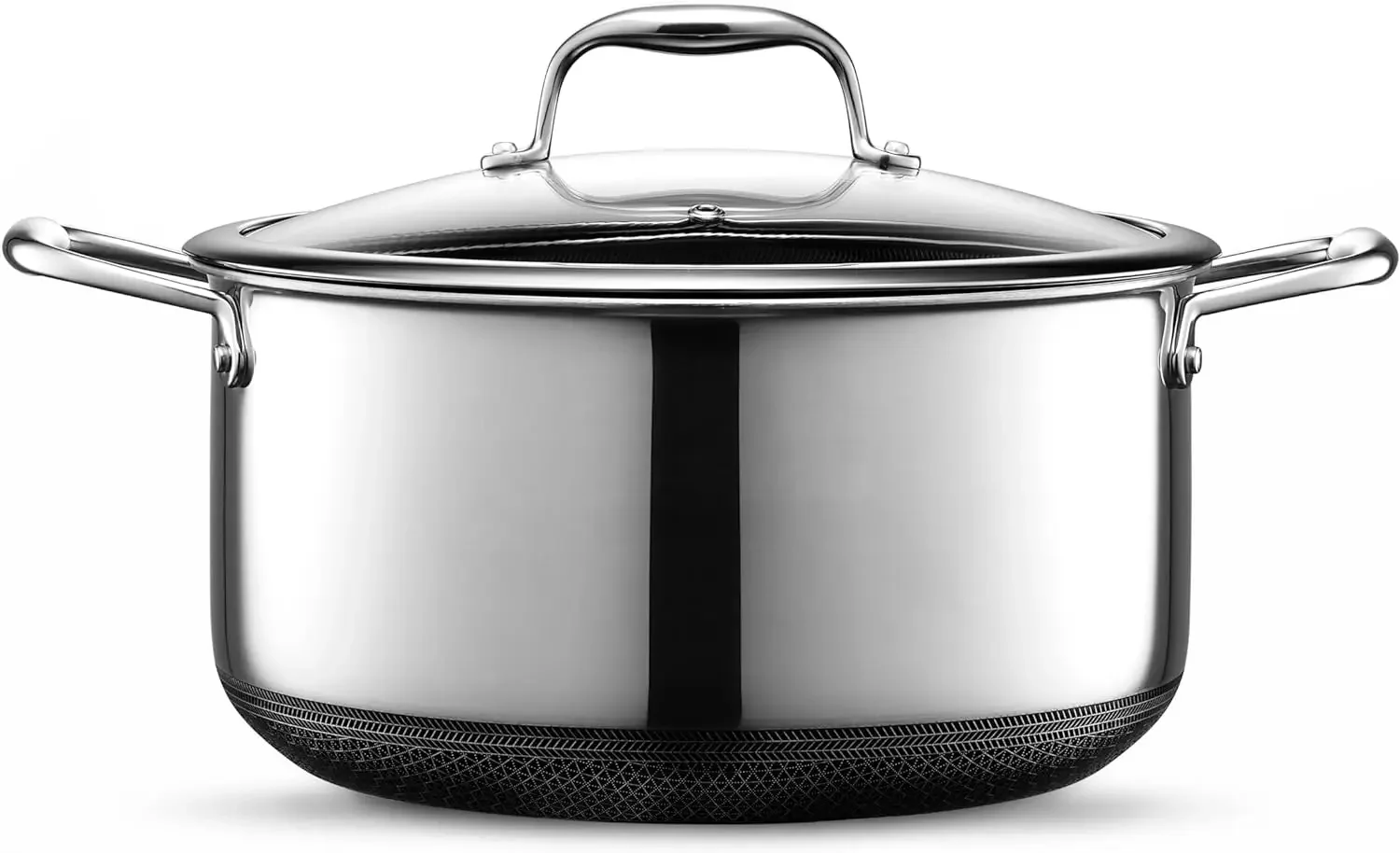 HexClad Hybrid Nonstick 8-Quart Stockpot with Tempered Glass Lid, Dishwasher Safe, Induction Ready, Compatible with All Cooktops