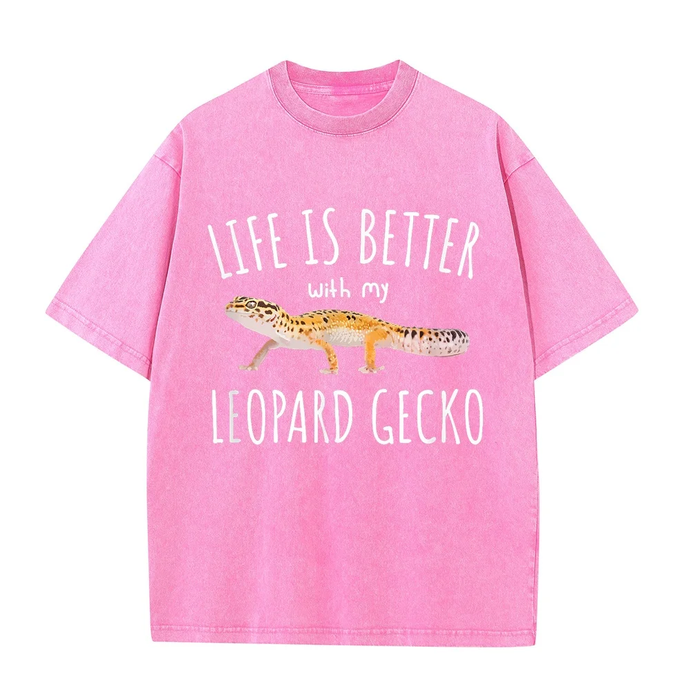 Life is Better with My Leopard Gecko Reptile T-Shirt Funny Man T Shirt Oversize Herren Bekleidung Multi Color Men Humor Quote