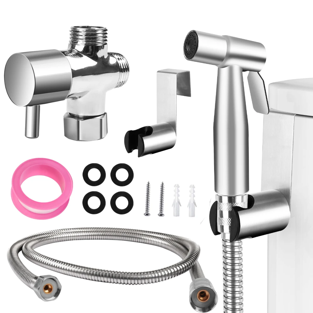 

Ручной бидет-распылитель для унитаза из нержавеющей стали, распылитель для ванной комнаты, распылитель для детских тканевых подгузников с комплектом шлангов для распыления