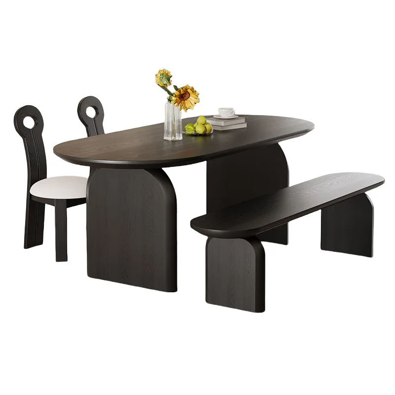 

Solid wood dining table and chair combination, restaurant French retro home desk