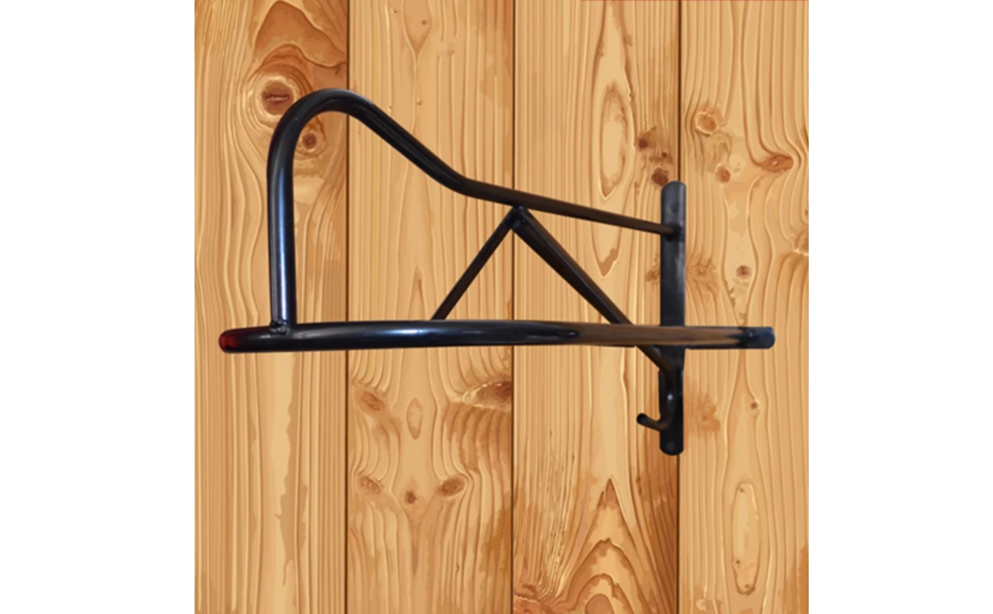 Wall-Mounted Saddle Rack Curved Support Black Metal Saddle Rack Space Saving Organizes Tack Room Wall-Mounted Saddle Rack Curved Support Black Metal Saddle Rack Space Saving Organizes Tack Room