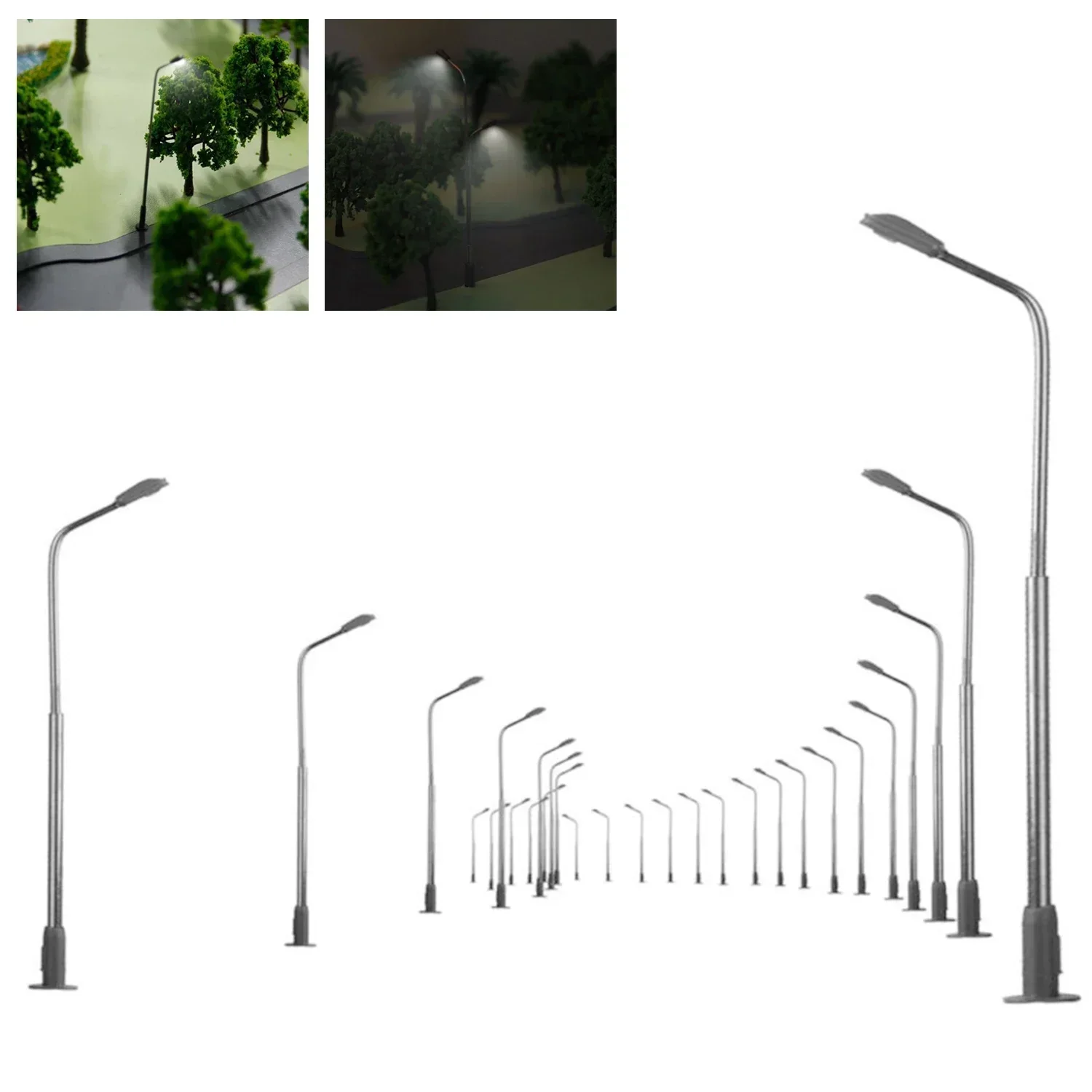 10pcs 1:150 Model Railway Train Lamp Post Street Advertising Lights 3V LED DIY Lamppost Layout Diorama Sand Table Landscape