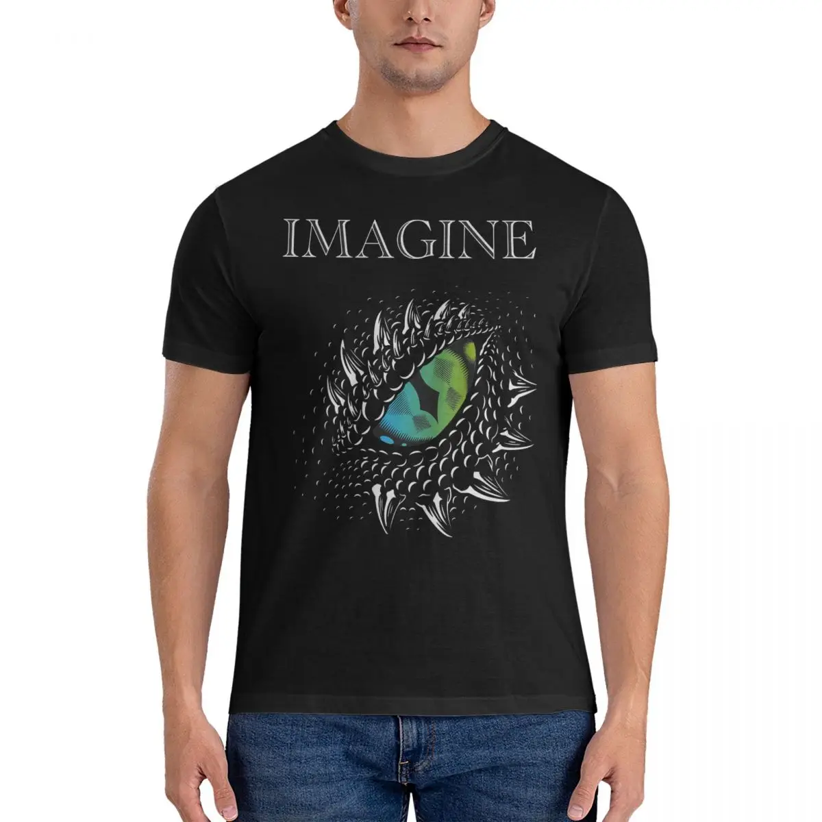 EYE Rock Men's T Shirt Imagine Dragons Funny Tees Short Sleeve Round Collar T-Shirt Pure Cotton Printed Clothing