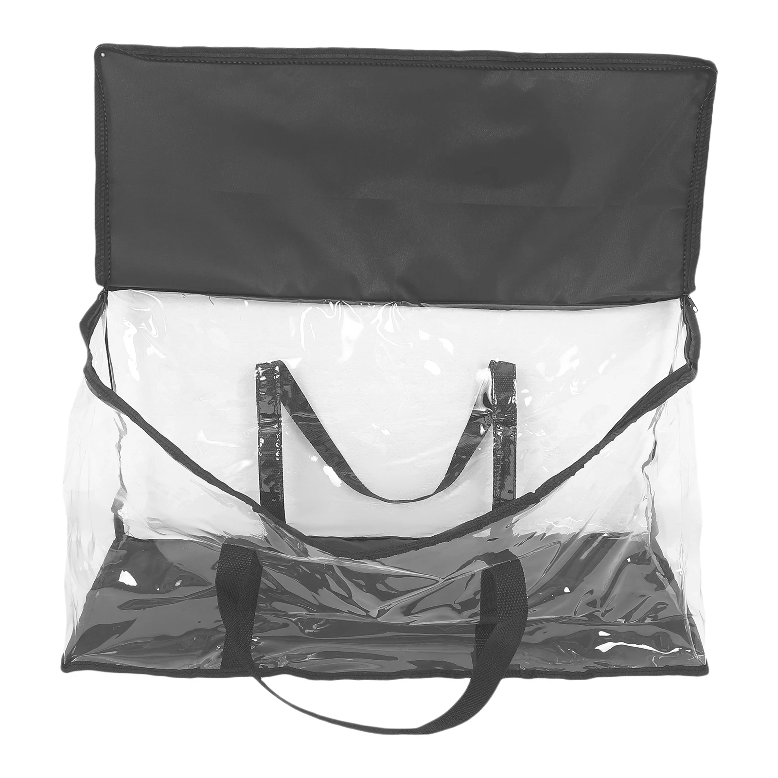 

Portable Large Capacity PVC Transparent Storage Bag Waterproof Document Book Girls Bag Black Polyester Office Student Use File