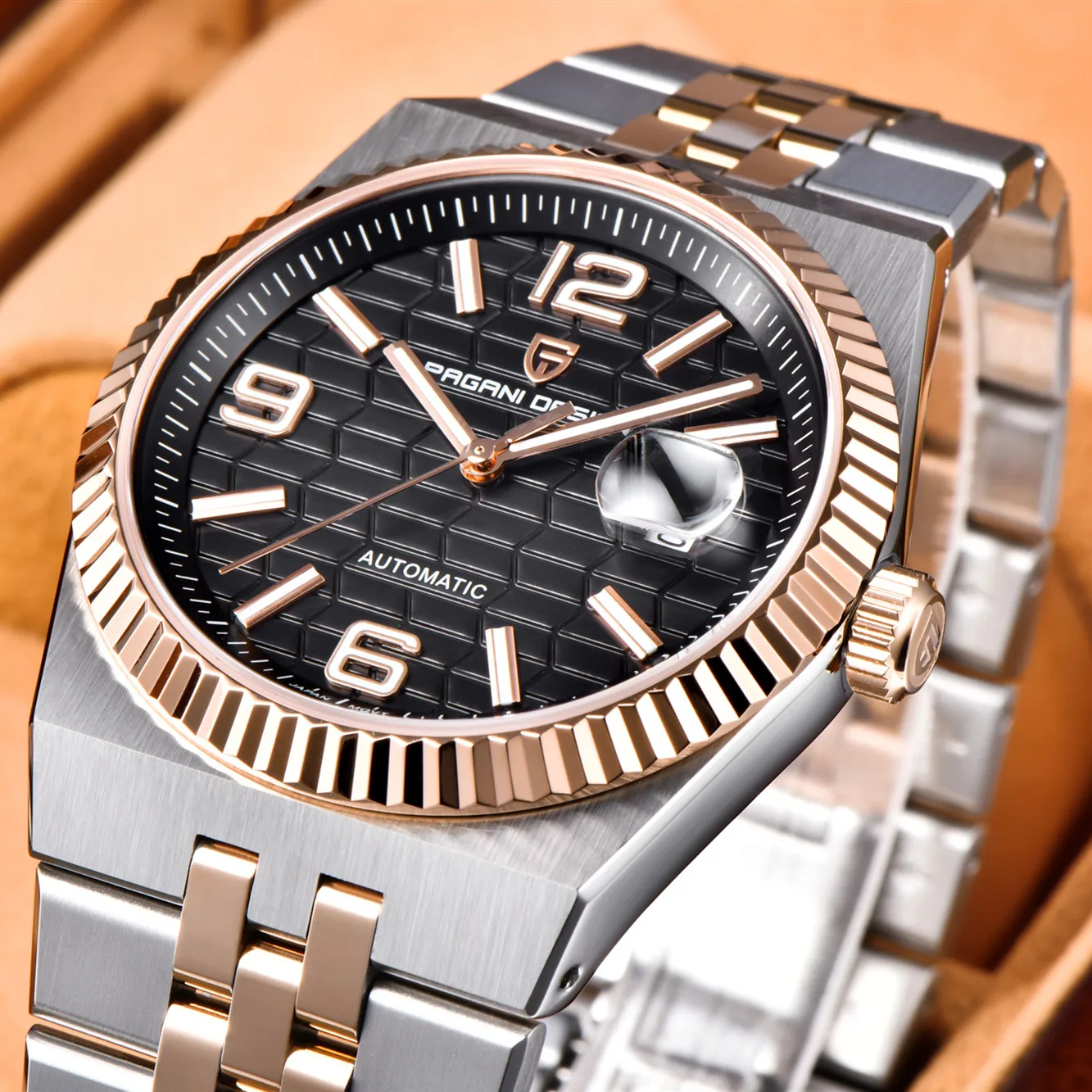 PAGANI DESIGN, nuevo reloj mecánico con fecha automática, reloj de lujo resistente al agua japonés Movt, reloj luminoso de zafiro azul para hombre con caja