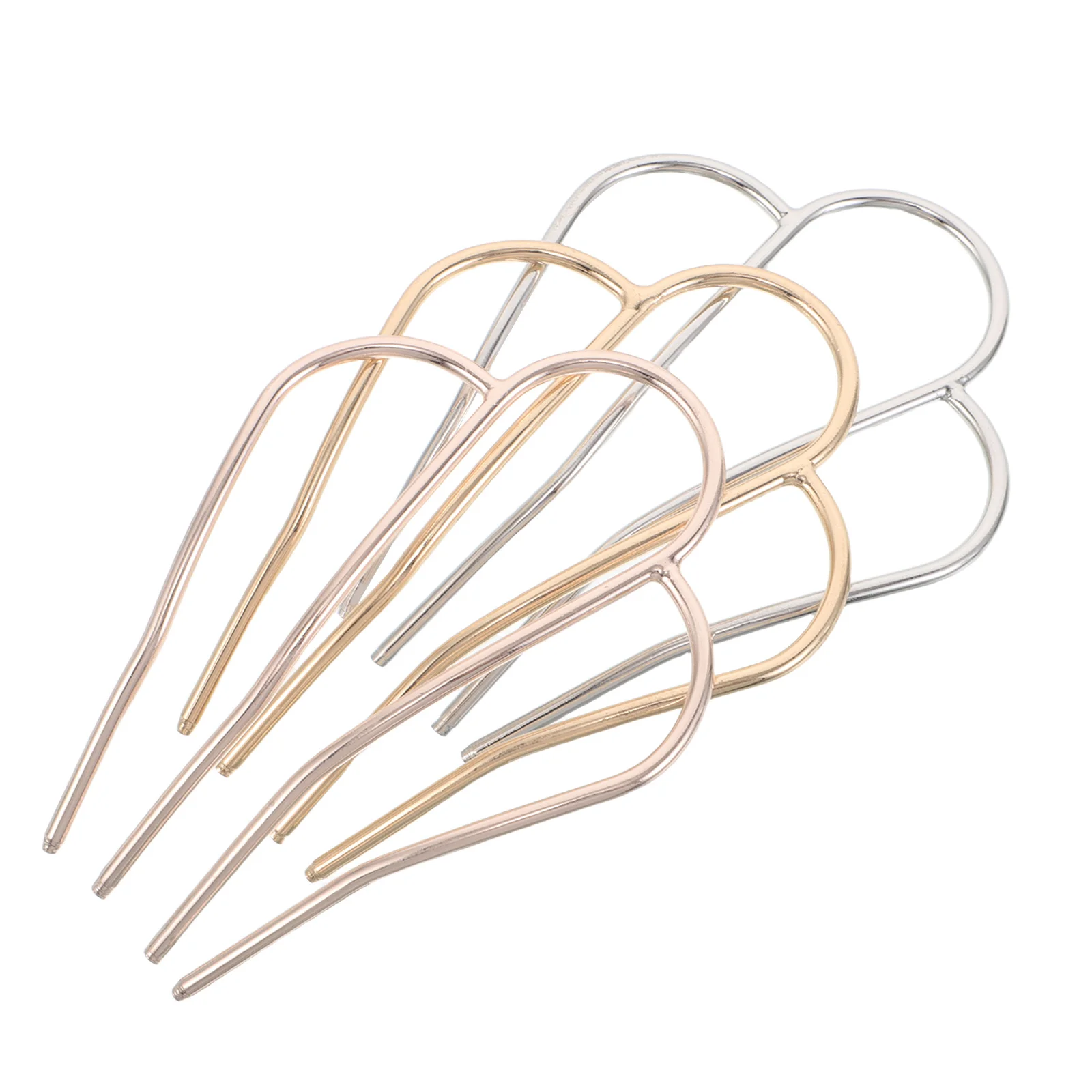 

3pcs Metal Fork: U Shape Pin Stick Updo Styling Tool Vintage Hair Side Comb For Women Rose Gold Gold Silver Hair Styling