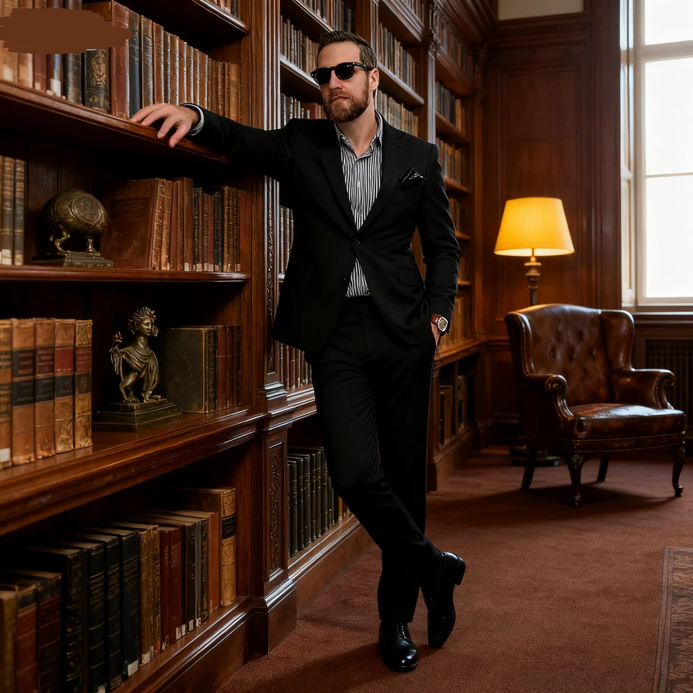 

Blue Suit Men's Custom-Fit Ternos Business Dance Graduation Wedding 2-Piece Set Formal Wear