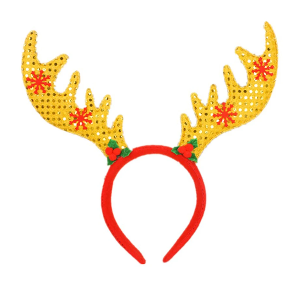 

Sequins Headband Party Props Decoration Green Antlers Christmas Ornaments Golden