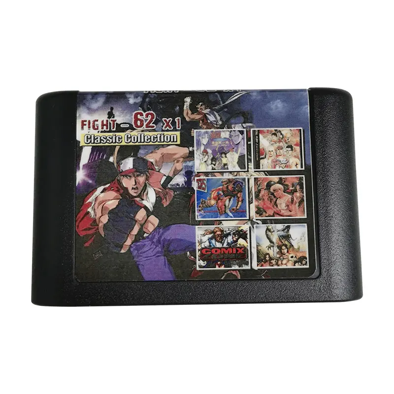 16 BIT MD Game Card - Fight 62 in 1 Genesis Multicart Cartridge For Classic Mega Drive Original Console | Region Free