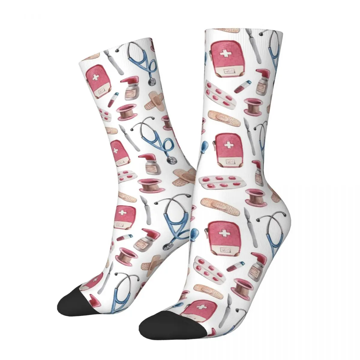 

Hospital Medical Pattern Gift For Nurses And Doctors Socks Harajuku Stockings All Season Long Socks Accessories for Unisex Gifts