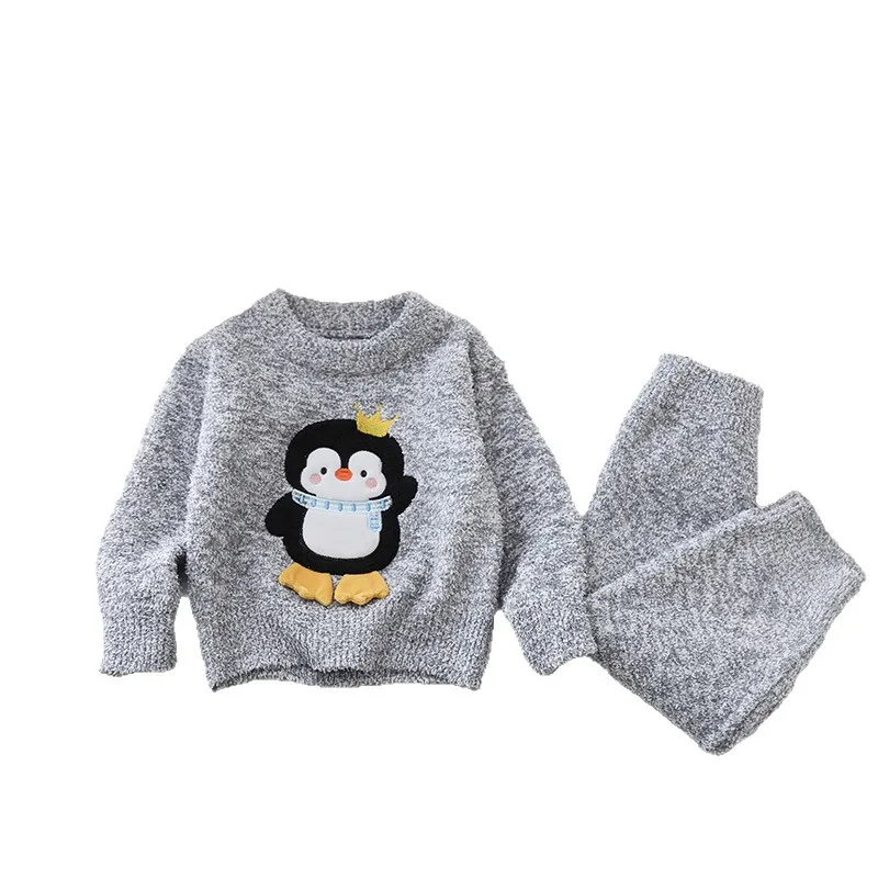 

Penguin Kids Pajama Set, Plush Fleece Loungewear for Boys & Girls 2-Piece Winter Sleepwear