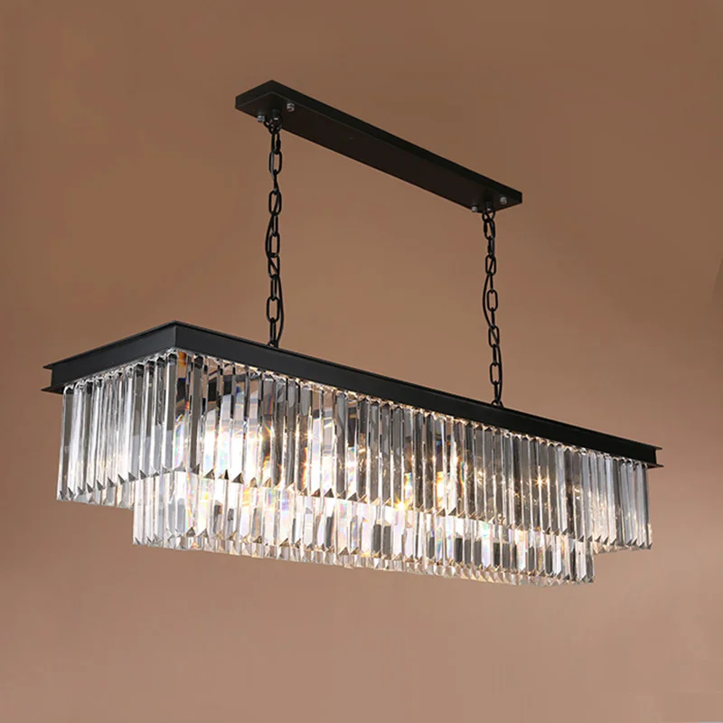 Modern LED Crystal Chandeliers Luminaria Hotel Lobby Black Round Square Luxury Chandelier for Living Pendant Light Lamp