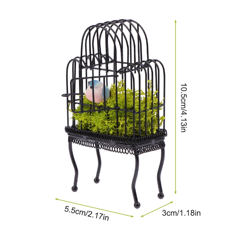 1:12 Dollhouse Mini Iron Art Bird Cage Model Miniature Birdhouse Garden Decor DIY Figurine Micro Scene Construction Prop Gift