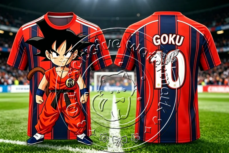 Hot Dragon Ball Z Little Goku No.10 Striped Football Shirt 3D Full Print Quick Dry Unisex Vintage Anime Trendy Sports Top Y2k