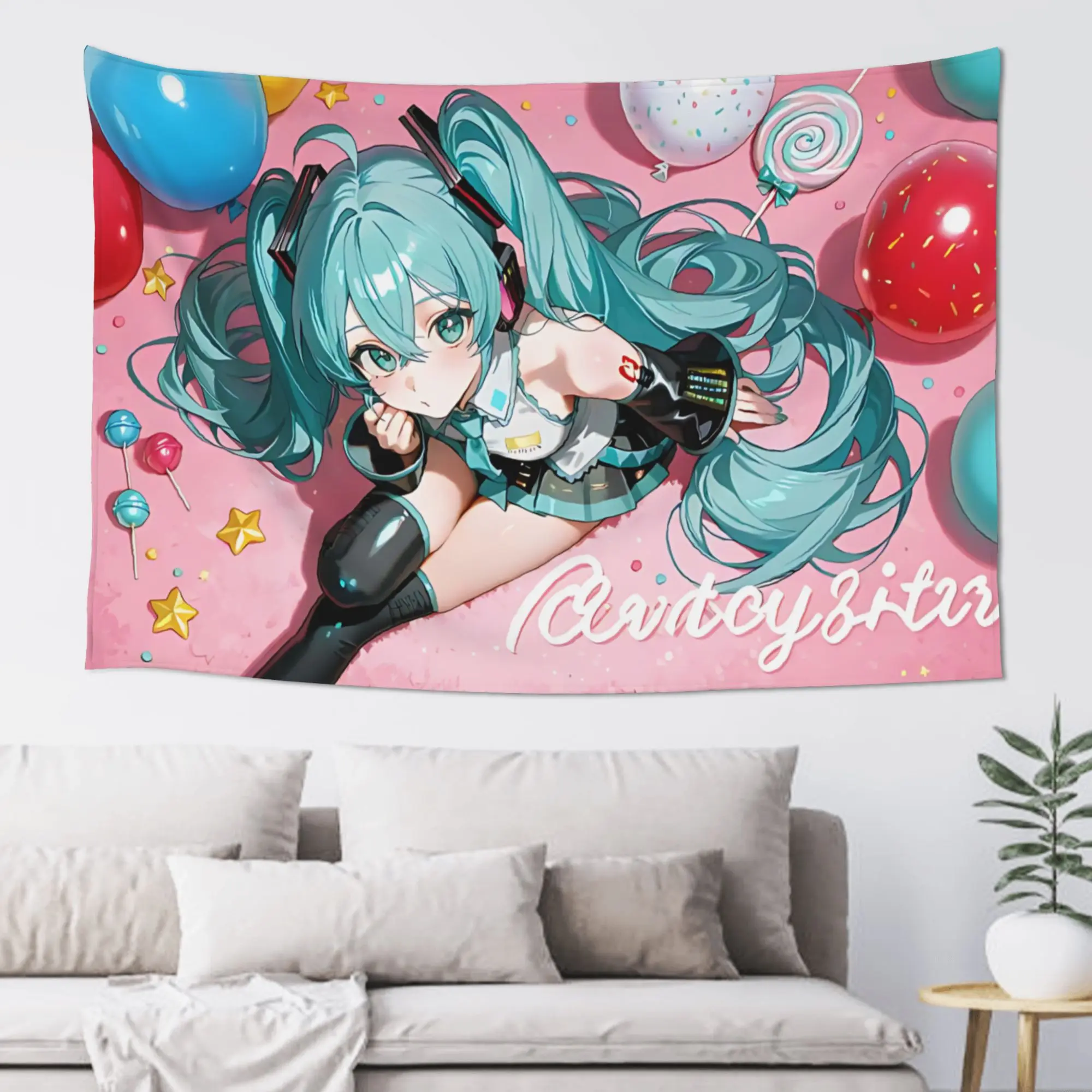 Hatsune Miku Cutecore Tapestry Room decoration  Home Decoration Tapestry Decor Accessories Cute Room Decor