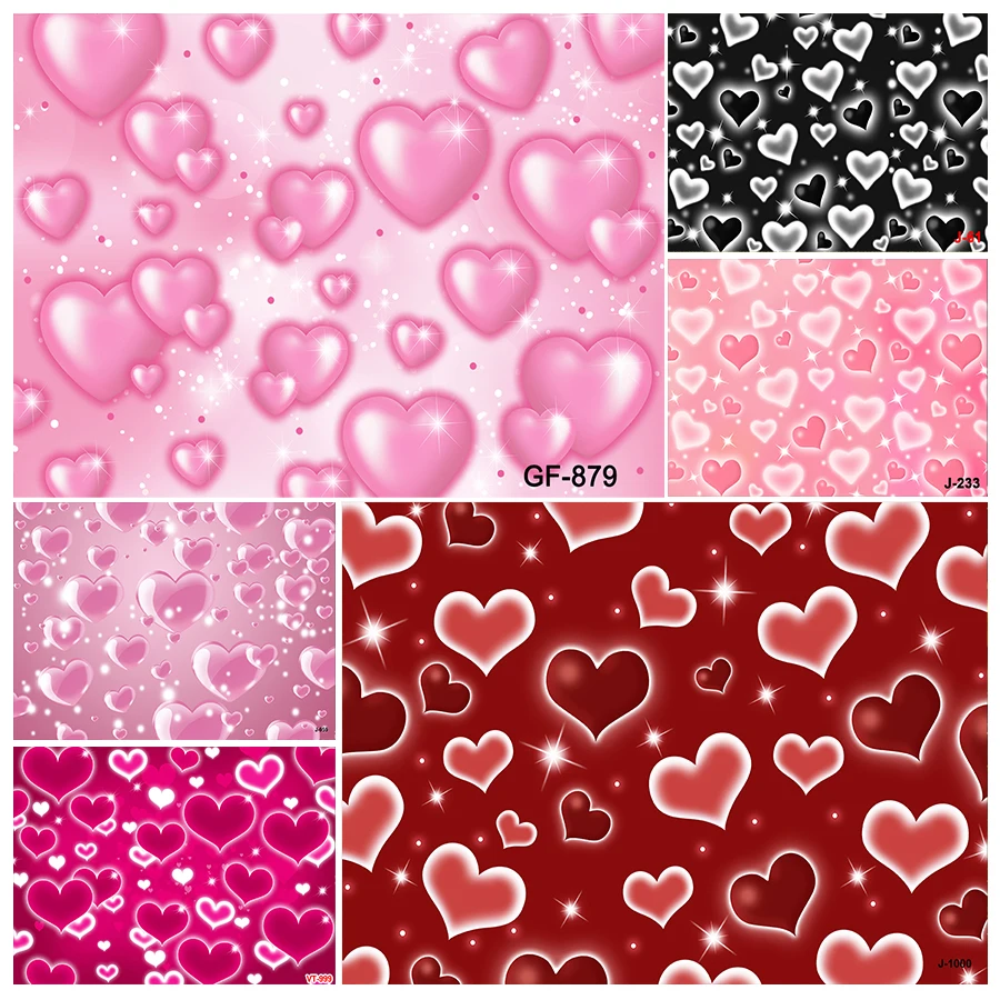 Black Pink Red Heart 90s Photo Backdrop for Photoshoot Valentine's Day Backdrop Women Men Happy Birthday Photography Background