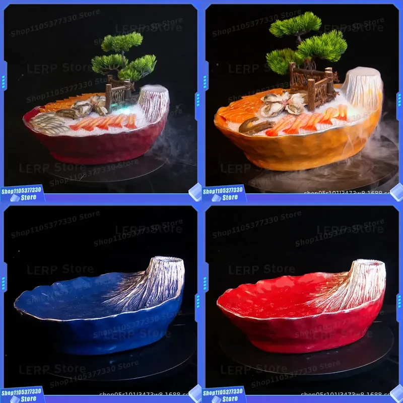 Creative Commercial Sashimi Plate for Salmon Seafood Zizi Style Ice Tray Fat Cattle Fish Serving Dish Special Design