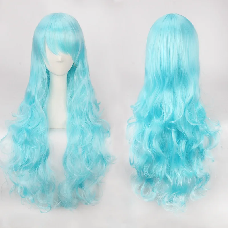 ผมสีชมพูสังเคราะห์ Wigs Air ปริมาณสูงอุณหภูมิผมนุ่มผ้าไหมจำนวนมากผมยาวลอนลอนผมวิกผมคอสเพลย์ lolita