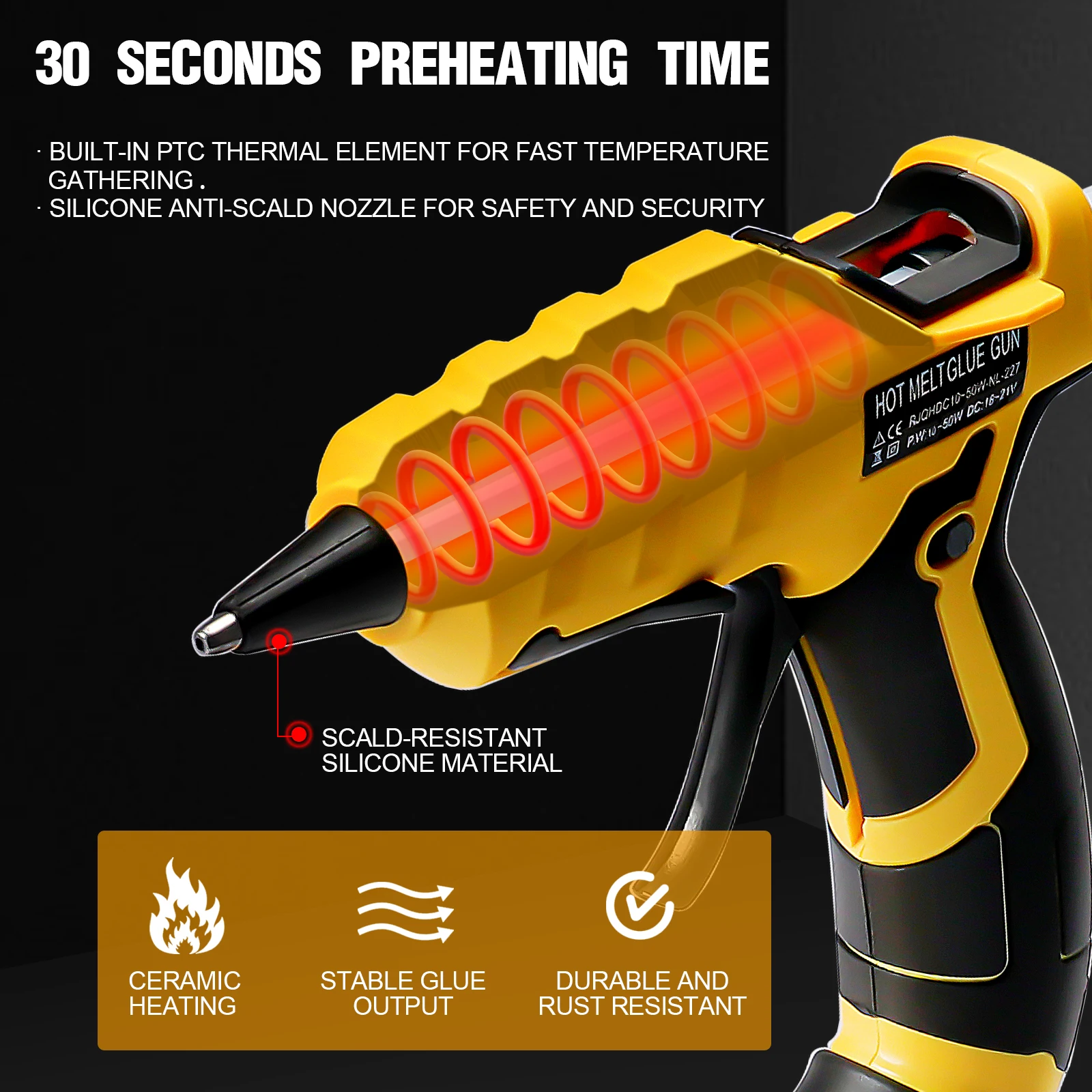 Imagem -03 - Pistola de Cola Quente Elétrica sem Fio Reparação de Soldagem Faça Você Mesmo Tool Fits Dewalt Milwaukee Bateria Makita mm Sticks 30 Pcs