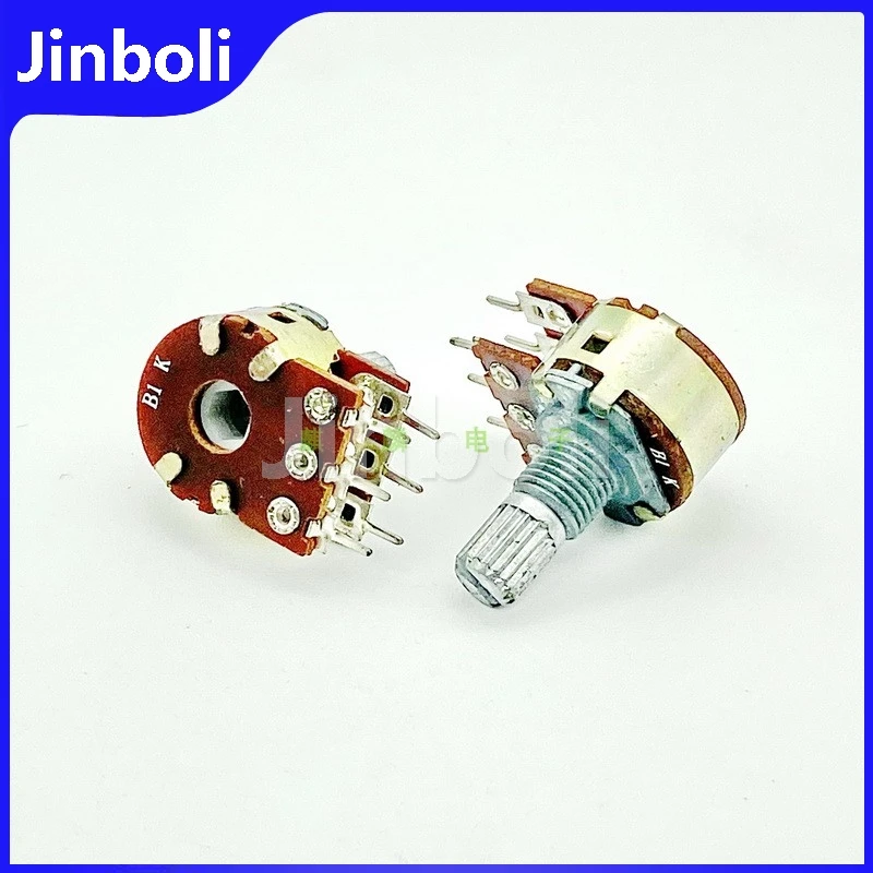 3PCS WTH148 16 Type 6-Pin Dual B1K Amplifier Audio Speaker Volume Potentiometer Flower Shaft Length 15mm