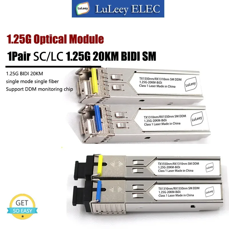 

1pair 1.25G SC 20km Gigabit SFP SM Simplex LC Fiber Optical Module DDM Compatible With Cisco/Mikrotik Ubiquiti Gigabit Switch