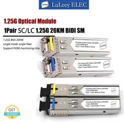 1 paio 1.25G SC 20km Gigabit SFP SM Simplex LC modulo ottico in fibra DDM compatibile con Switch Cisco/Mikrotik Ubiquiti Gigabit