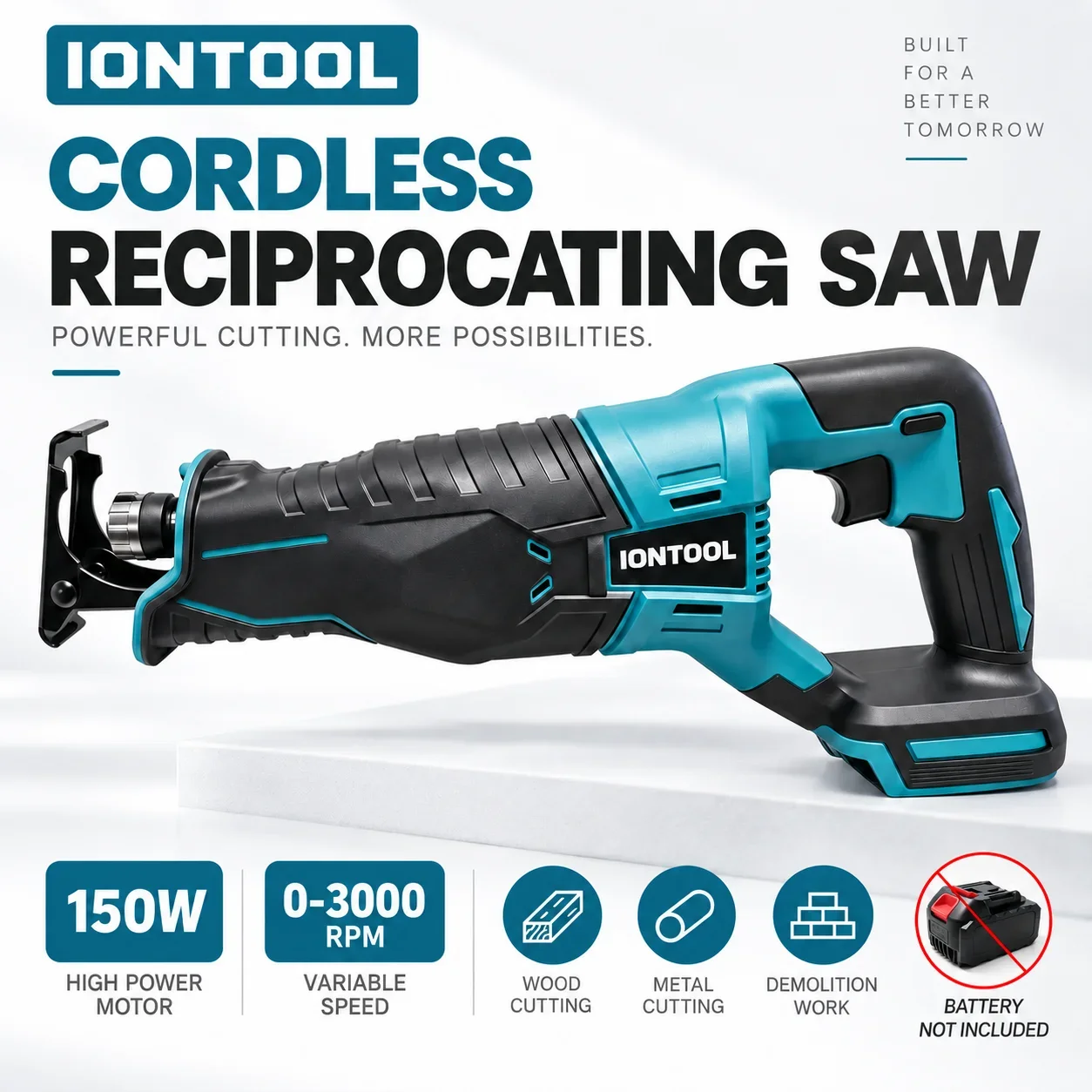 IONTOOL Cordless Reciprocating Saw 150W Bare Unit for Bamboo Log Cutting and Backyard Shrub Pruning Work