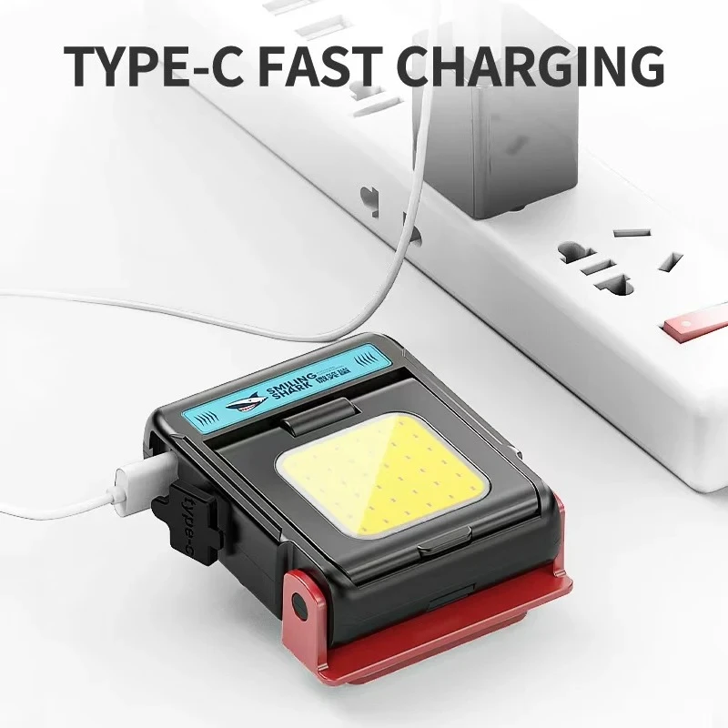 مصباح أمامي بمستشعر حركة لمعدات الإضاءة في حالات الطوارئ، كشاف أمامي LED قابل لإعادة الشحن، مشبك على قبعة، شعلة للمشي لمسافات طويلة والعمل الليلي