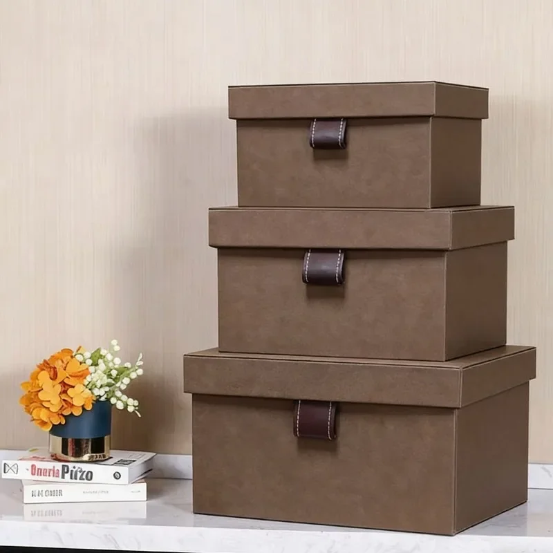 Leather Storage Box Clothes Organizer Boxes Large Accessory Organization Case Luxury Bedroom Closet Organizing Cases Furniture