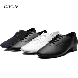 Diplip Männer Latin Dance Schuhe Moderne Tango Salsa Leder Ballsaal Schuhe Quadratische Fersen Kinder Mann Sneaker Jazz Zurück Weiß Farbe