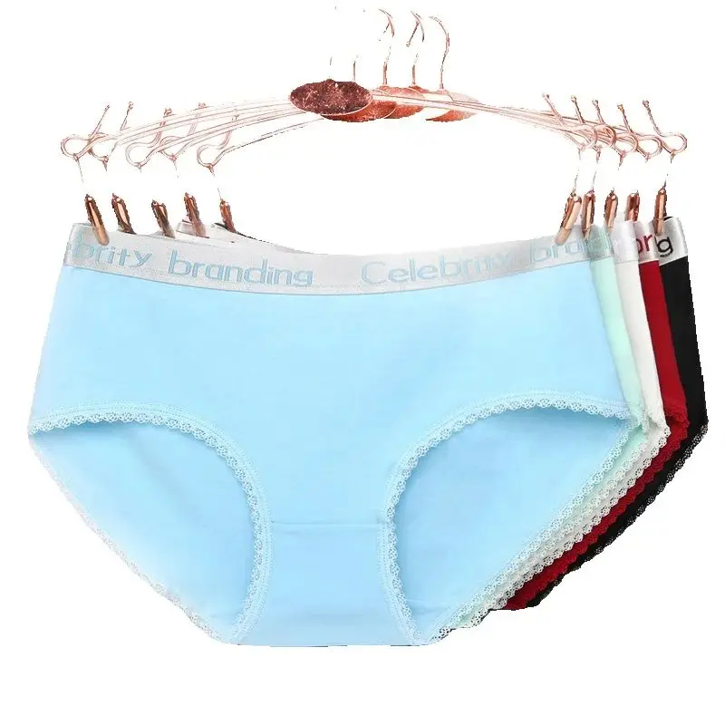 5Pcs/lot Panties Women Letter Cotton Soft Female Briefs Lingerie Seamless Women\'s Lady Underwear Plus SizeXXL Underpants