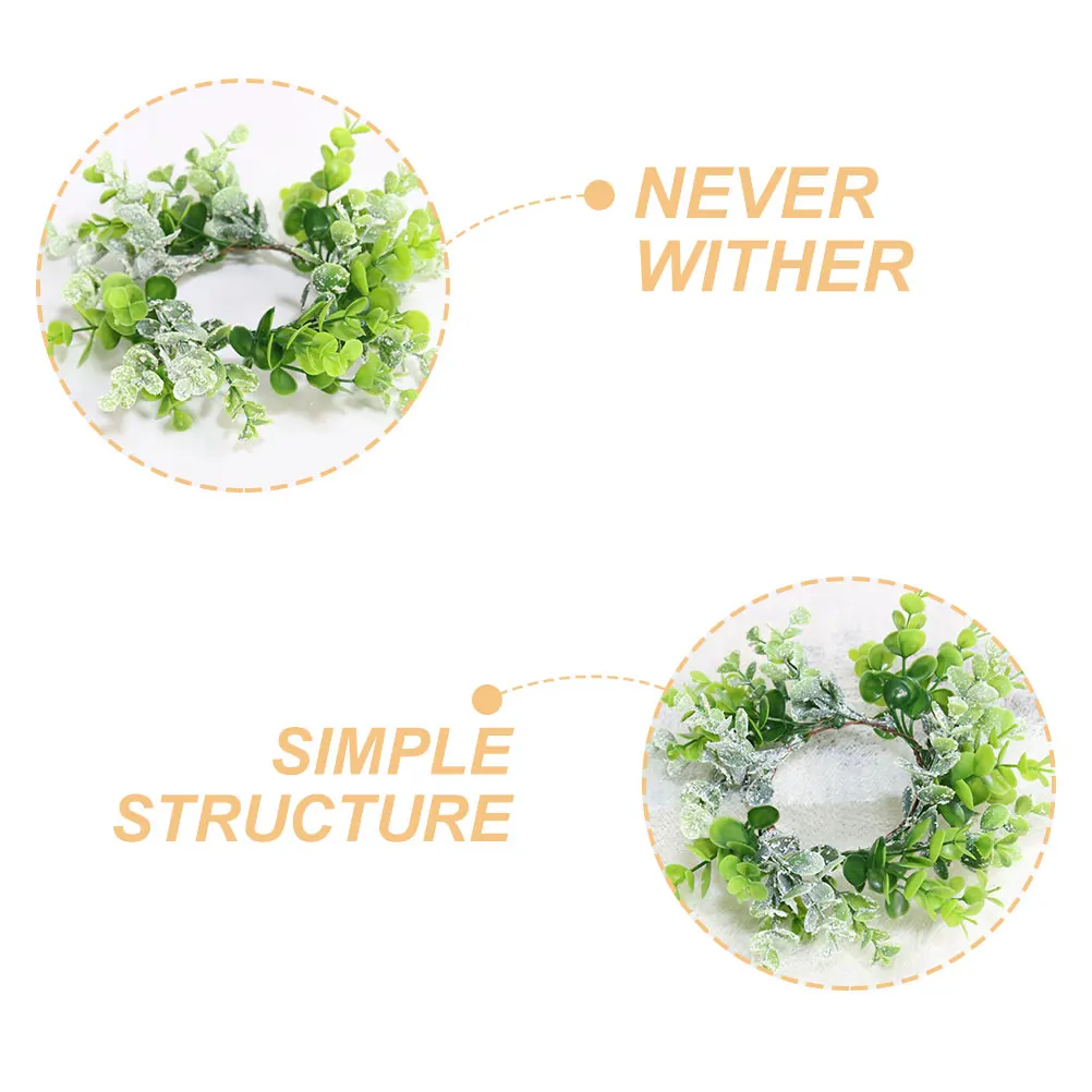 

4 Pcs Eucalyptus Candlestick Wreath Table Garland Greenery Small Wedding Party Decoration Home Artificial for Plastic Indoor