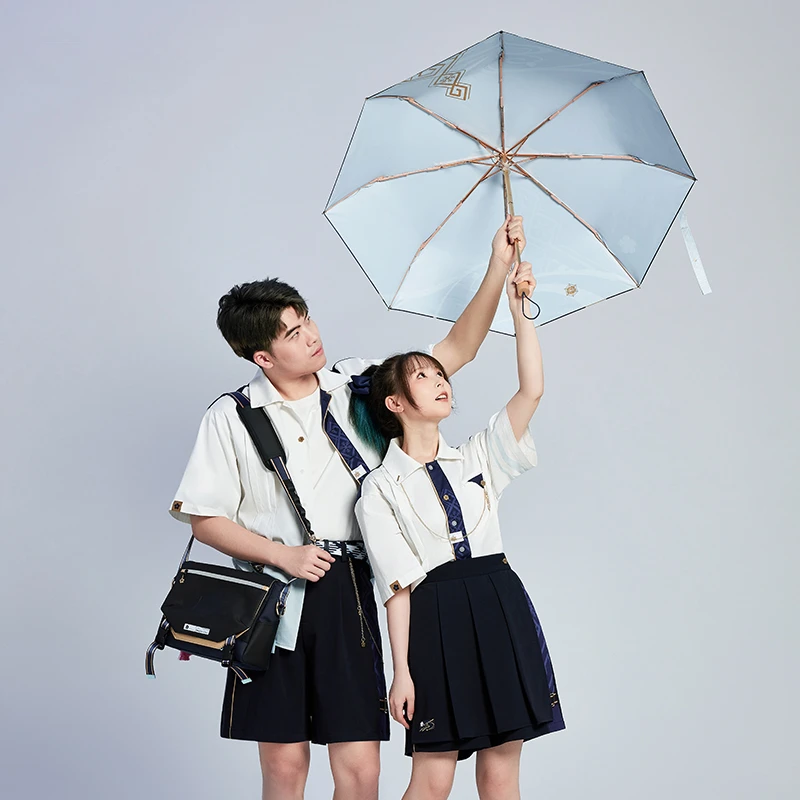Genshin Impact Kamisato Ayaka Umbrella Portable Folding Windproof Sunny Rainy Umbrella Travel Birthday Gifts for Men Women