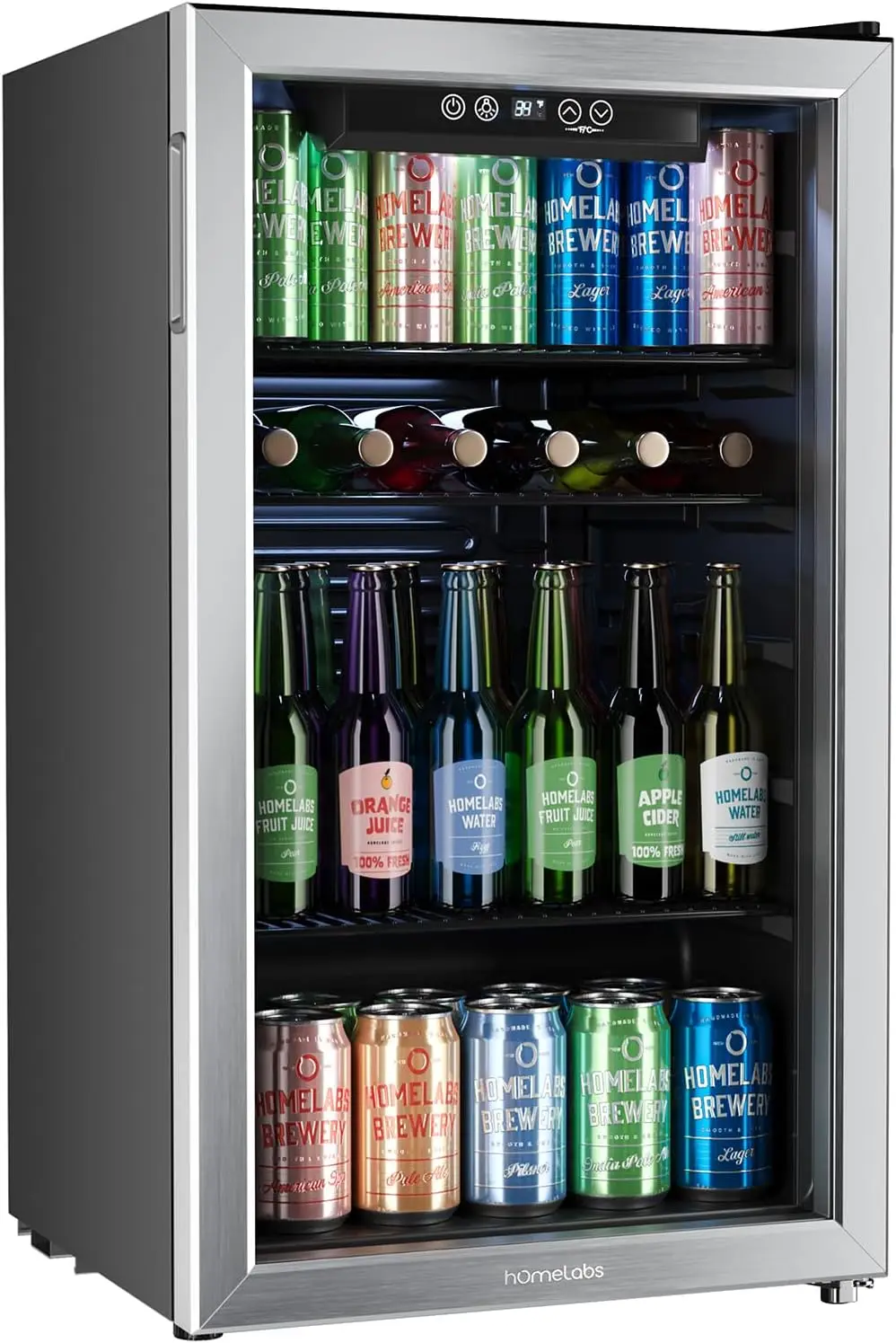 120 Can Mini Fridge with Glass Door for Soda Beer or Wine - Small Drink Dispenser Machine with Adjustable Removable Shelves