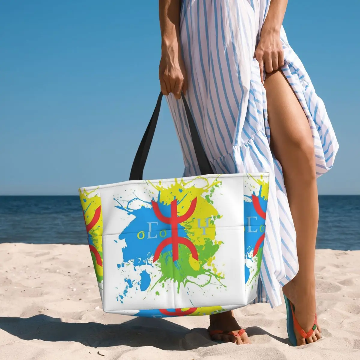 

Флаг амазиги Берберский флаг Пляжная большая сумка Спортивная сумка для занятий йогой в тренажерном зале Большая большая сумка Женская дорожная сумка Сумка для фитнеса