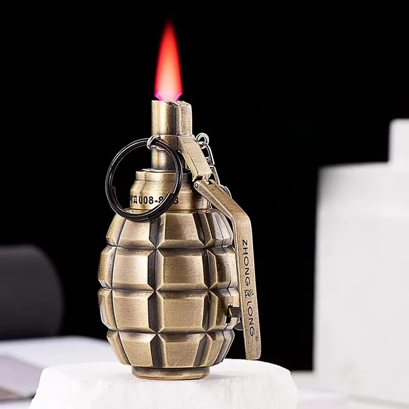 Grenade Model Metal Electronic Windproof Grinding Wheel Open Flame Lighter for Smokes Cigarette Lighters & Smoking Accessories
