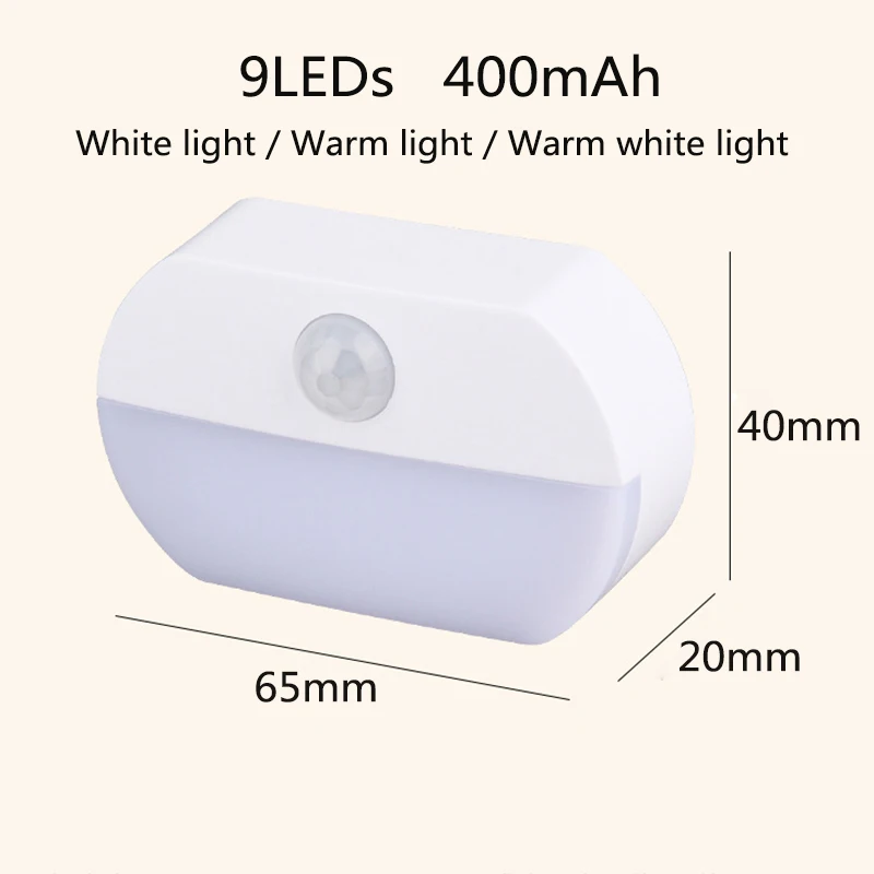 Motion Sensor LED Night Light USB Charging 400mAh Lamp For Bedroom Kitchen Stair Hallway Wardrobe Cupboard Lighting Night Light