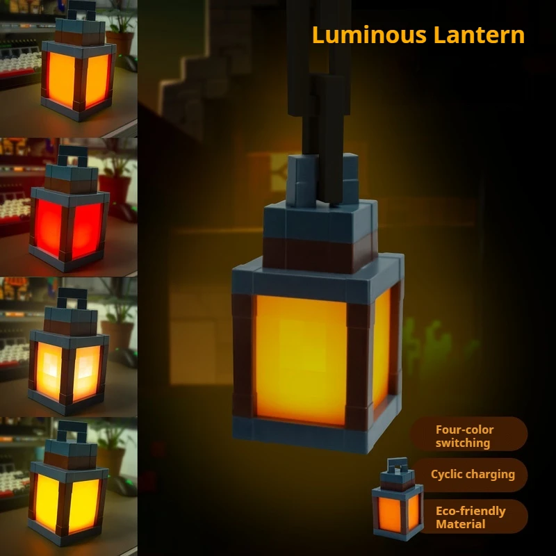 

Разноцветные пиксельные фонарики с зарядкой, ночное свечение, декоративные миниатюрные модели, окружающее освещение для спальни, домашнего освещения, декор детской комнаты