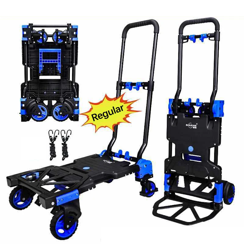 Outdoor Heavy Cart Portable Tool Cart Transformable Hand Cart with Collapsible Basket Foldable Trolley