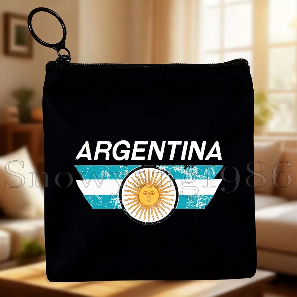 Buenos Aires Argentina Flag Map Argentinian Gifts Canvas Bag Coin Purse Small Square Key Storage Card Bag Cotton Wallet Pouch
