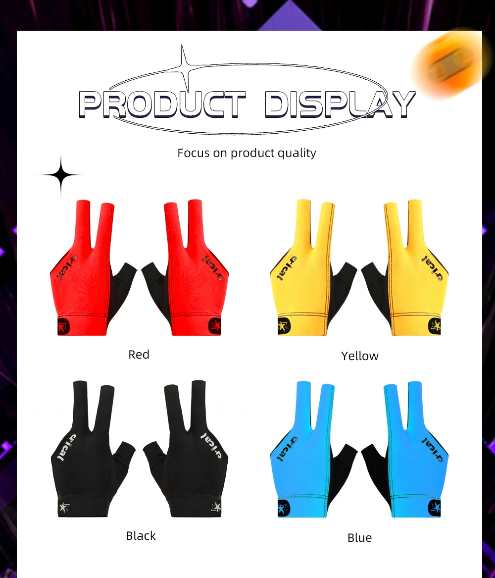 CRICAL 3-Finger-Billardhandschuh, bequeme Lycra-Snooker-Queue-Handschuhe, rechte und linke Hand, Billard-Trainingshandschuhe, Zubehör – Detail 11